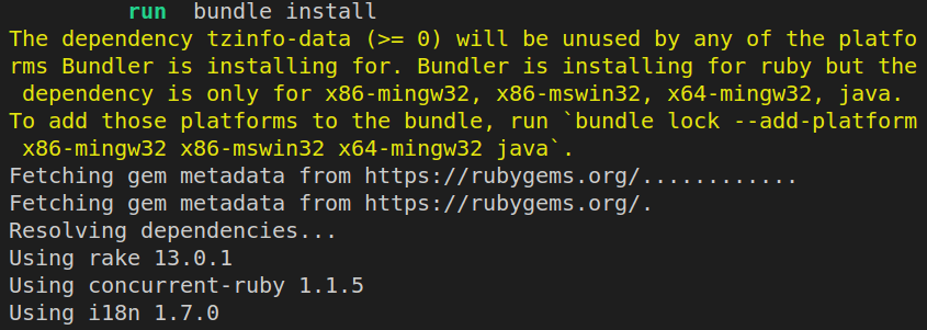 Rails installation runs the initial bundle install